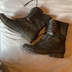 Black studded combat boots